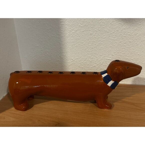 Ceramic Dachshund Menorah Hanukkah Weiner Dog - Picture 3 of 4